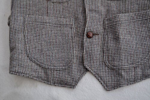 ▼Mサイズ23-1th369　アップサイクルUpcycle ビンテージハリスツイード　リメイクウールベスト　BR/GU/CR系マルチ_画像6