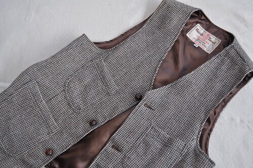 ▼Mサイズ23-1th369　アップサイクルUpcycle ビンテージハリスツイード　リメイクウールベスト　BR/GU/CR系マルチ_画像8