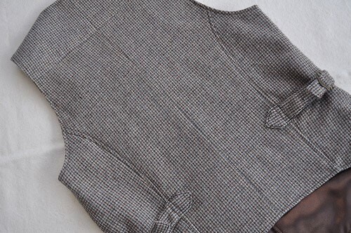 ▼Mサイズ23-1th369　アップサイクルUpcycle ビンテージハリスツイード　リメイクウールベスト　BR/GU/CR系マルチ_画像9