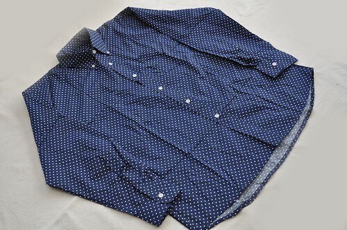 studio hand　　スモールドット ボタンダウンシャツ　サイズLARGE 　新品　ネイビー地にホワイトの小さな水玉_画像6