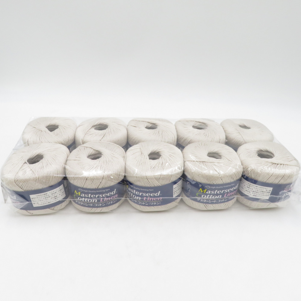 ダイヤモンド毛糸 毛糸 Masterseed Cotton マスターシードコットン リネン 802番色 1玉30g 約96m×10玉 麻糸 春夏毛糸 合太 薄灰色 未使用_画像1