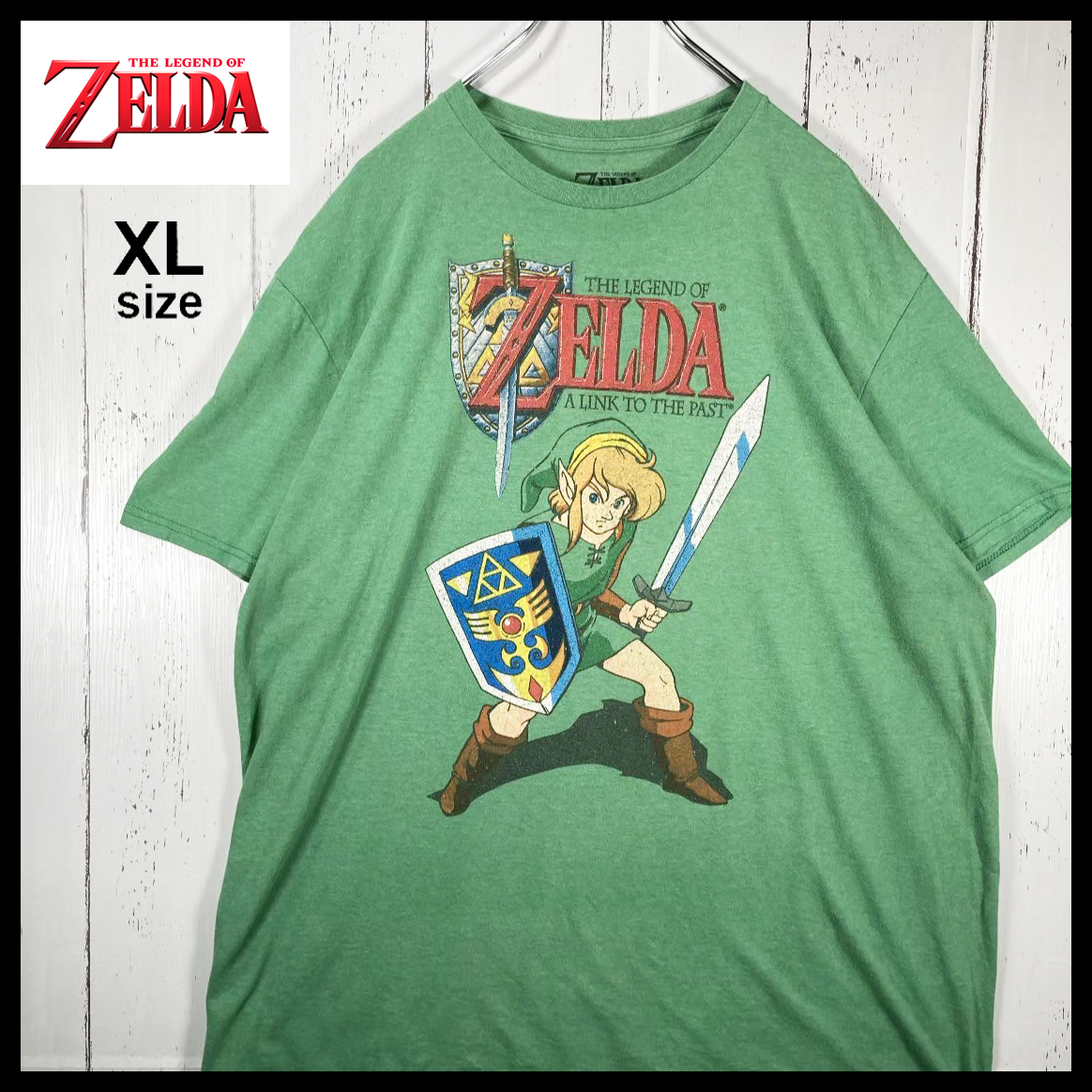 【USED】ゼルダの伝説 ZELDA ニンテンドー 公式 Tシャツ 古着 グリーン ( XLサイズ ) ☆送料無料☆_画像1