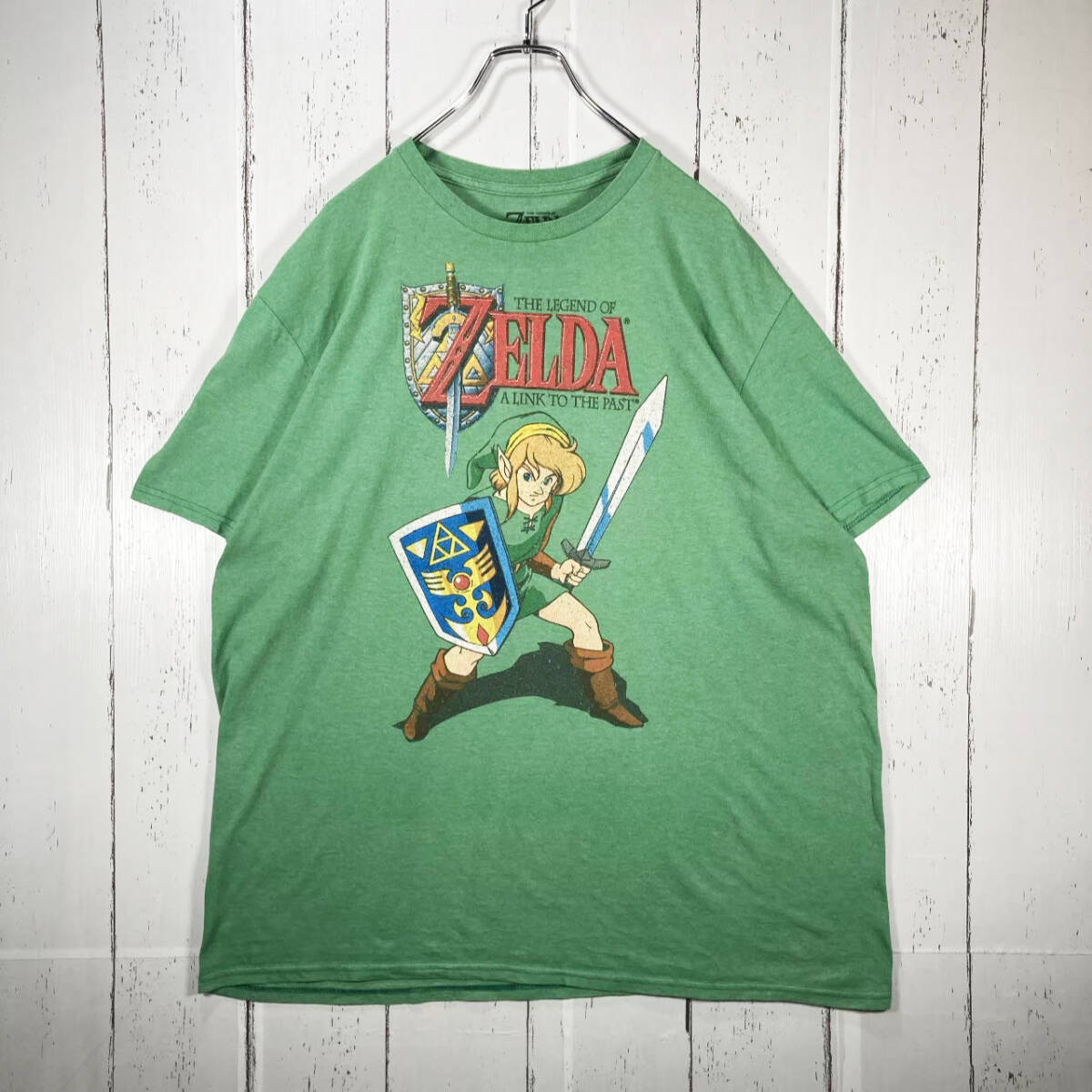 【USED】ゼルダの伝説 ZELDA ニンテンドー 公式 Tシャツ 古着 グリーン ( XLサイズ ) ☆送料無料☆_画像2