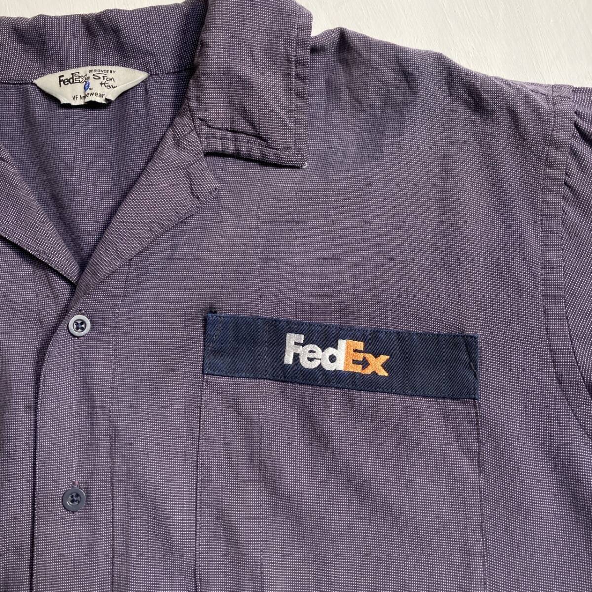 【USED】フェデックス Fedex 企業ロゴ 半袖 ワークシャツ USA アメカジ 古着 ネイビー ( Lサイズ ) ☆送料無料☆_画像6