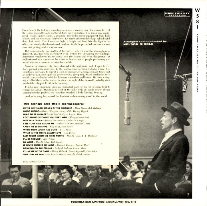 紙ジャケ FRANK SINATRA フランク・シナトラ In The Wee Small Hours イン・ザ・ウィー・スモール・アワーズ Mood Indigo Deep In A Dream_画像2