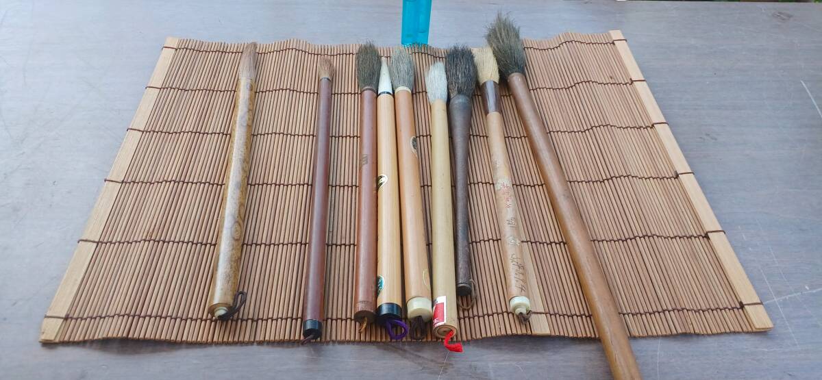 ！秀品！昭和前期★中古【古い筆】中国、日本製」筆巻き付き・９本（詳細不明）_画像1