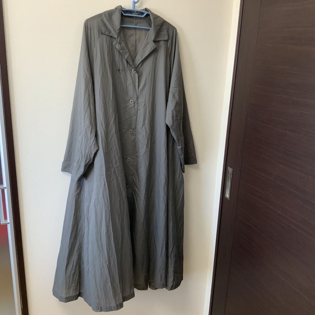 ダンスキン　シアークロスロングコート　アッシュグレー_画像1