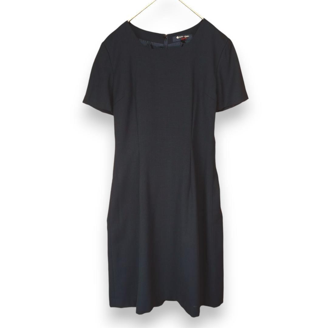 ユミ カツラ YUMI KATSURA 桂由美 礼服 喪服 ブラックフォーマル ワンピース 半袖 タック 9AR 冠婚葬祭 ブラック 黒 レディース_画像1