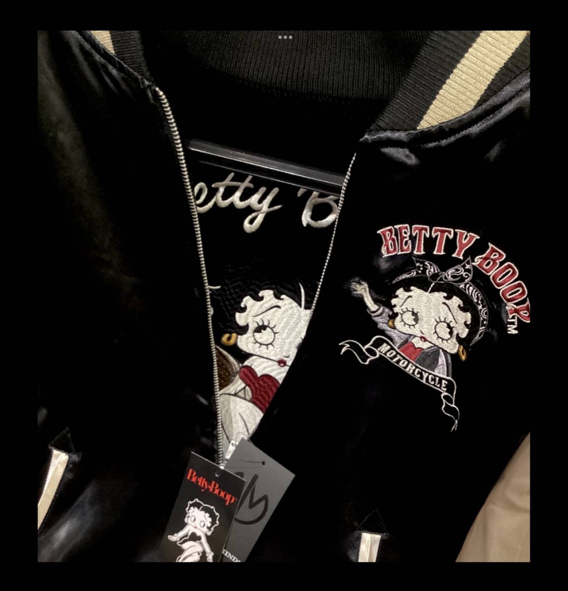 ベティブープ★新品★スカジャン★2517【M】黒★別珍★ピンナップ★BBN-2517★刺繍★アメリカンロングリバー55★ネバーマインド★大阪_画像4