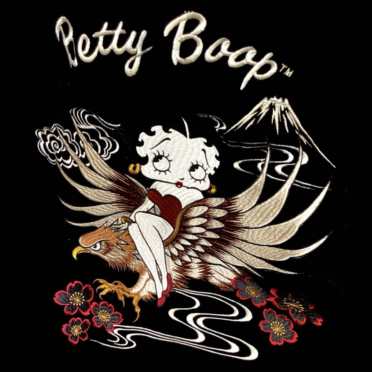 ベティブープ★新品★スカジャン★2517【S】黒★別珍★ピンナップ★BBN-2517★刺繍★アメリカンロングリバー55★ネバーマインド★大阪_画像7