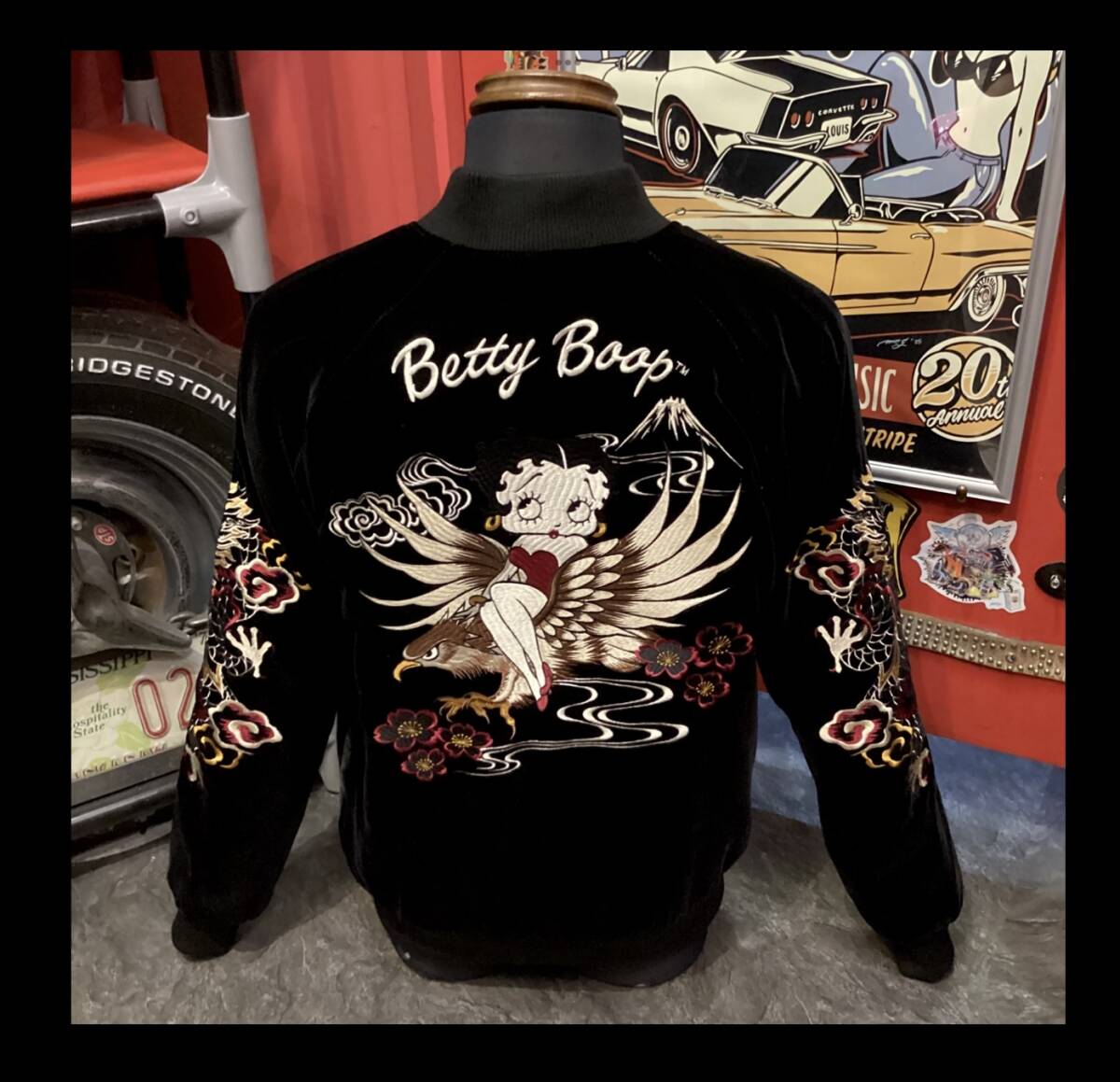 ベティブープ★新品★スカジャン★2517【S】黒★別珍★ピンナップ★BBN-2517★刺繍★アメリカンロングリバー55★ネバーマインド★大阪_画像5