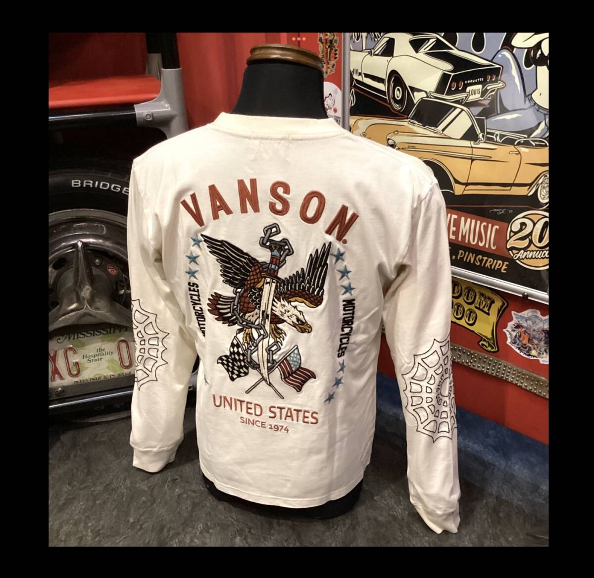 バンソン★新品★ロングT★2513【Lサイズ】VANSON★刺繍★モーターサイクル★ハーレーダビッドソン★NVLT-2513★アメリカンロングリバー55