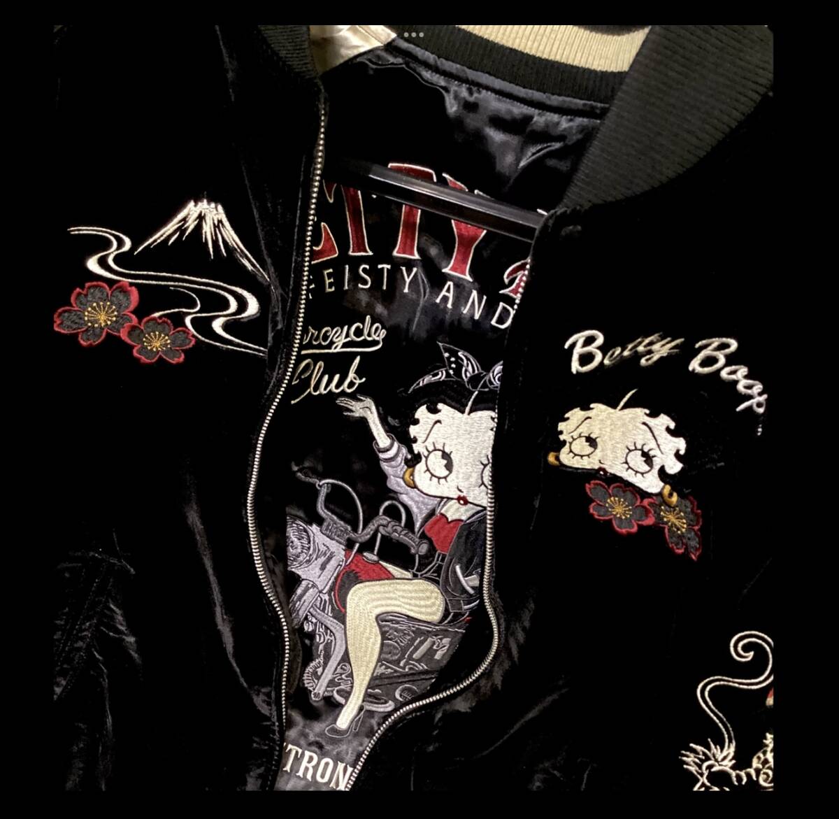 ベティブープ★新品★スカジャン★2517【M】黒★別珍★ピンナップ★BBN-2517★刺繍★アメリカンロングリバー55★ネバーマインド★大阪_画像8