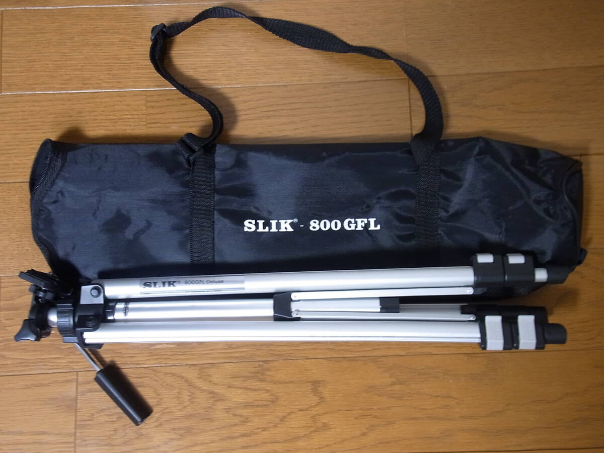 SLIK スリック 三脚 800GFL Deluxeデラックス★送料無料★slikさんきゃく★専用収容袋付★アルミ★雲台★美品_画像1