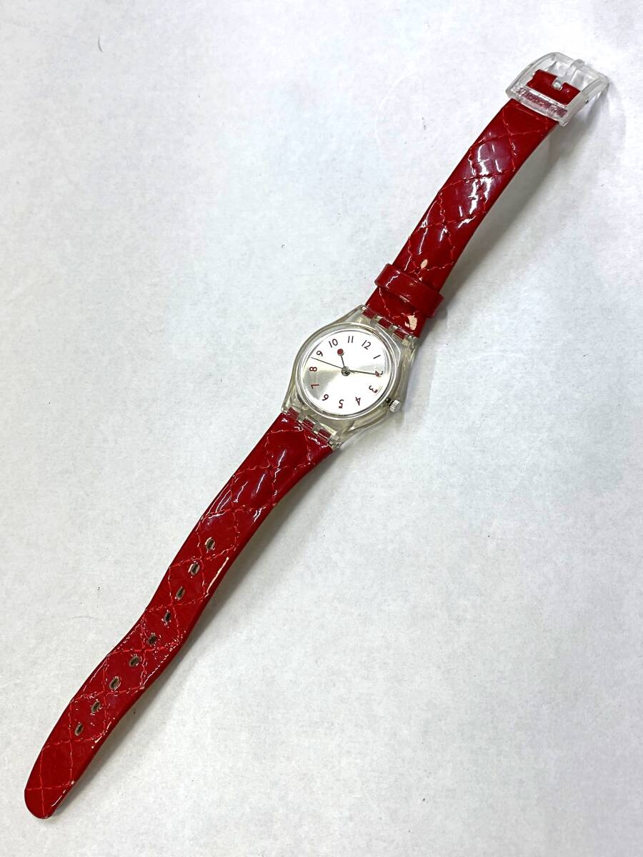 【即決/稼動品】 SWATCH STRAWBERRY JAM LK243 腕時計 3針 QZ クオーツ レッド シルバー文字盤 スケルトン スウォッチ_画像10