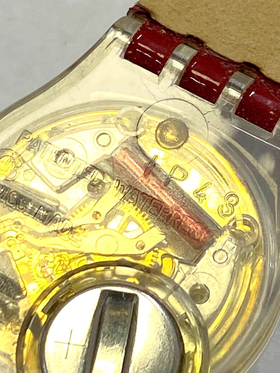 【即決/稼動品】 SWATCH STRAWBERRY JAM LK243 腕時計 3針 QZ クオーツ レッド シルバー文字盤 スケルトン スウォッチ_画像7