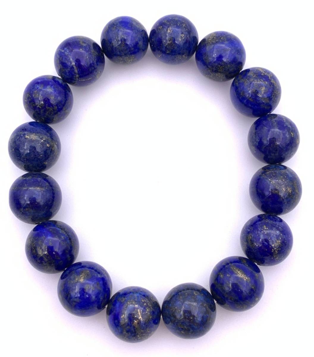 天然石ラピスラズリAA12mm玉のブレスレット_画像2