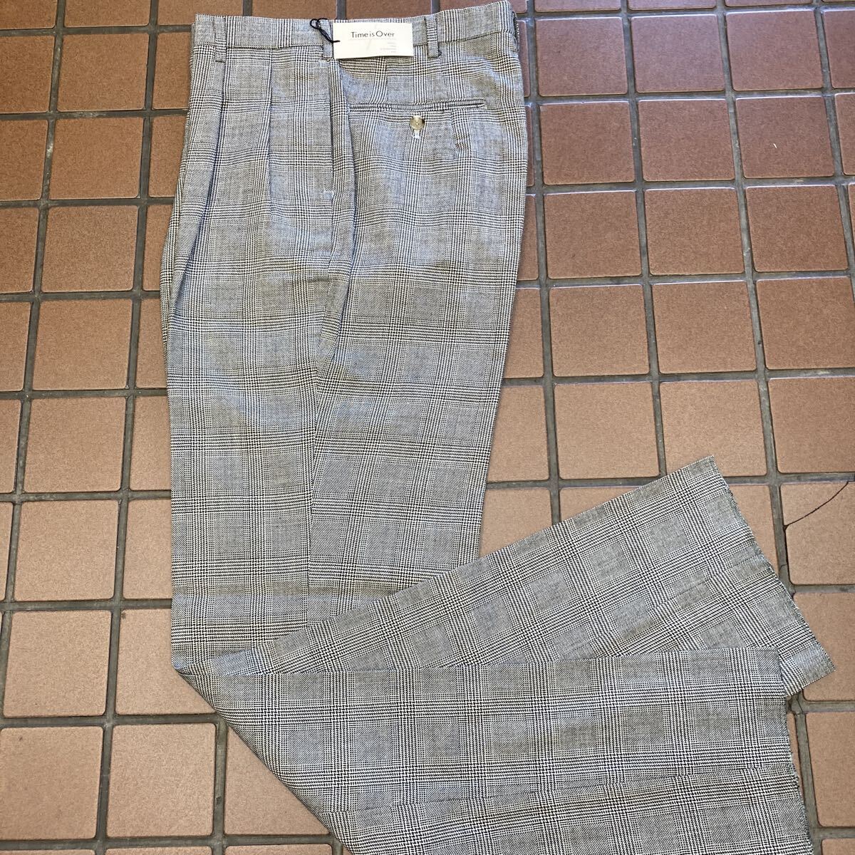 《新品》golf カジュアル ビジネス ゴルフ スラックス サイズ L(79cm) 2タック 日本製 毛 100% Time is Over グレンチェック RONCHESTER _画像2