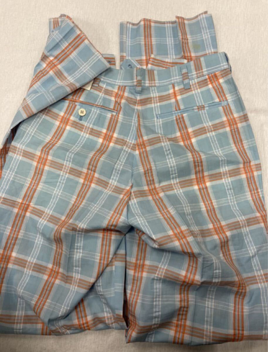 【新品】夏物　未使用　ゴルフ　カジュアル　2タックスラックス　サイズ 30(76cm ) 日本製　綿100%タータンチェック_画像6