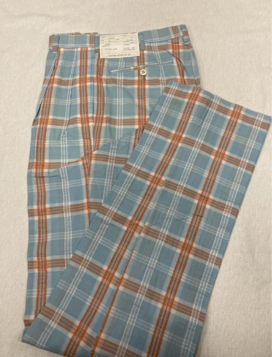 【新品】夏物　未使用　ゴルフ　カジュアル　2タックスラックス　サイズ 30(76cm ) 日本製　綿100%タータンチェック_画像1