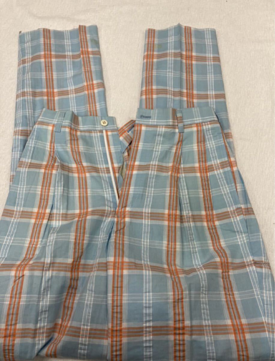 【新品】夏物　未使用　ゴルフ　カジュアル　2タックスラックス　サイズ 30(76cm ) 日本製　綿100%タータンチェック_画像5