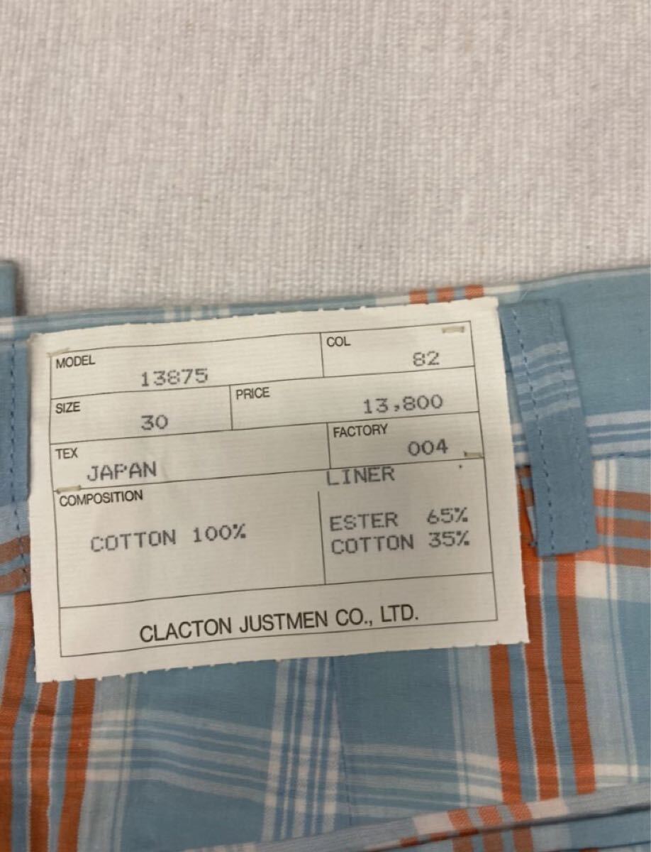 【新品】夏物　未使用　ゴルフ　カジュアル　2タックスラックス　サイズ 30(76cm ) 日本製　綿100%タータンチェック_画像2