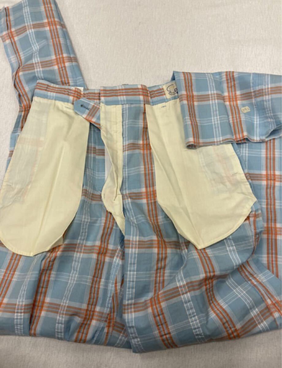 【新品】夏物　未使用　ゴルフ　カジュアル　2タックスラックス　サイズ 30(76cm ) 日本製　綿100%タータンチェック_画像7