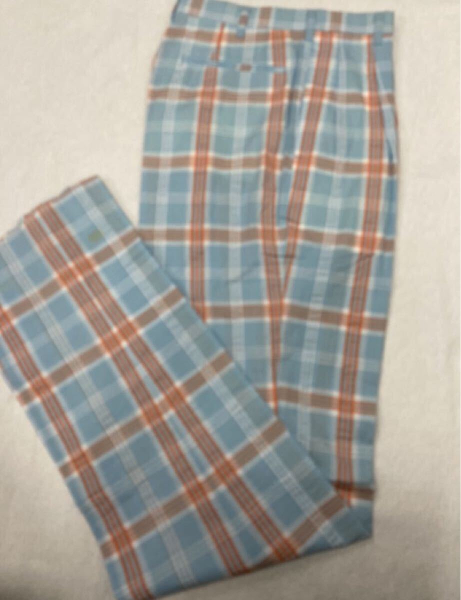 【新品】夏物　未使用　ゴルフ　カジュアル　2タックスラックス　サイズ 30(76cm ) 日本製　綿100%タータンチェック_画像4