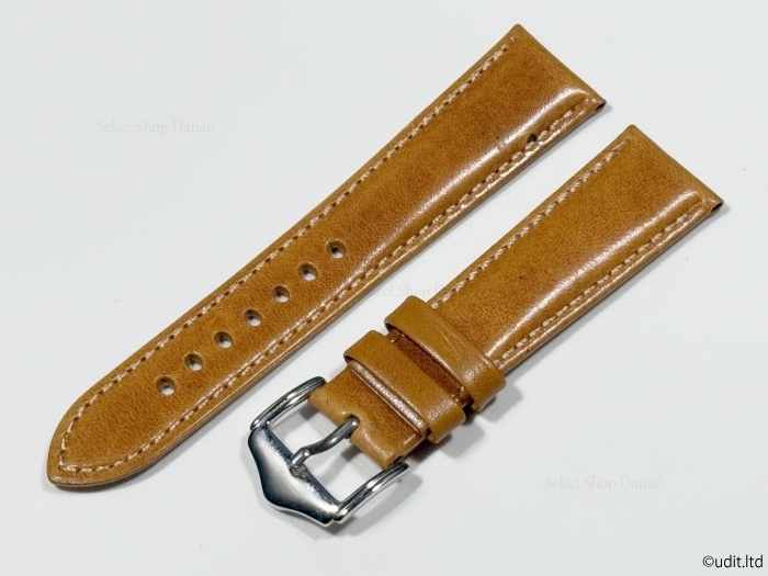 ラグ幅21mm コードバン 本革 腕時(shí)計(jì)用レザーベルト イエローベージュ 時(shí)計(jì)用バンド 腕時(shí)計(jì)ベルト LB101