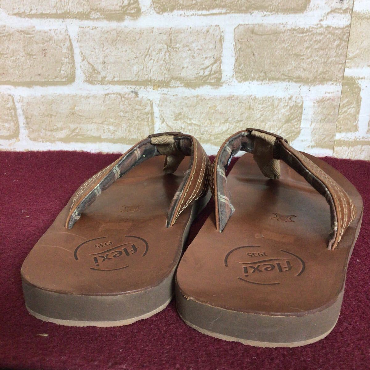 【売り切り!送料無料!】A-253 flexi！レザーサンダル！USA10！28.0cm!ブラウン!茶色!メキシコ製!おしゃれ!夏！中古！！_画像4