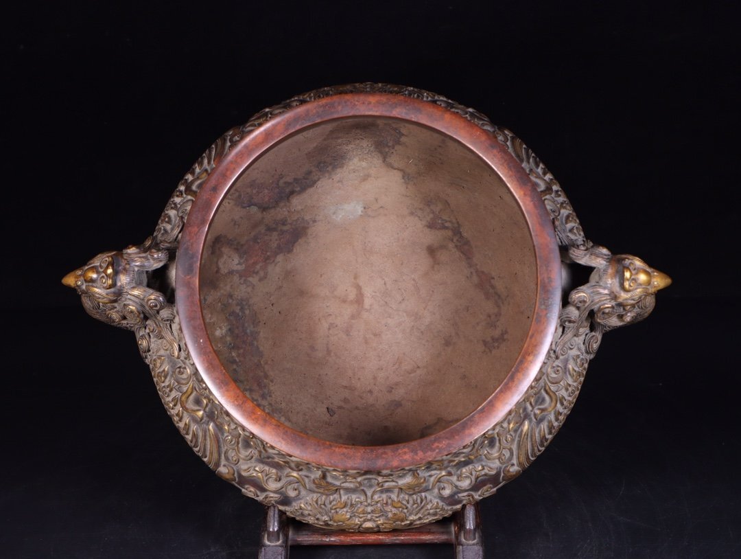 中国古美術　大明宣徳年製　象耳塗金香炉　中国骨董品　旧家蔵品　重さ548g Yahoo!オークション -「大明宣徳年製 香炉」の落札相場・落札価格
