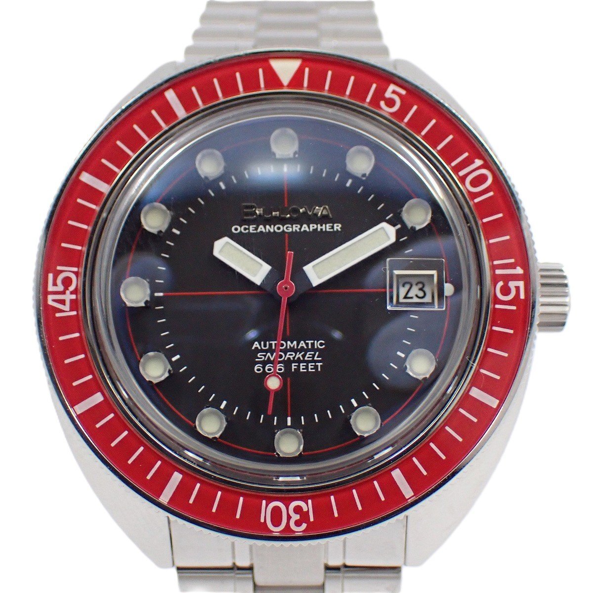 【美品】BULOVA ブローバ アーカイブシリーズ オーシャノグラファー 自動巻き メンズ 腕時計 黒文字盤 96B343【いおき質店】_画像1