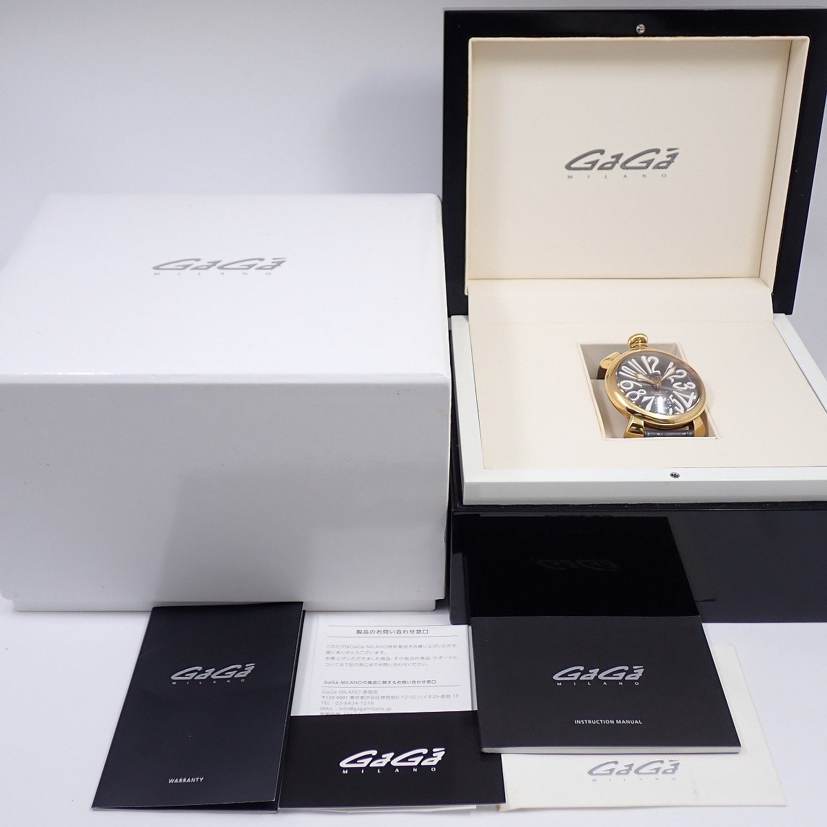 【訳あり品】ガガミラノ マニュアーレ48 手巻き メンズ 腕時計 ピンクゴールドGP グレー文字盤 純正革ベルト 5011.07S【いおき質店】_画像10