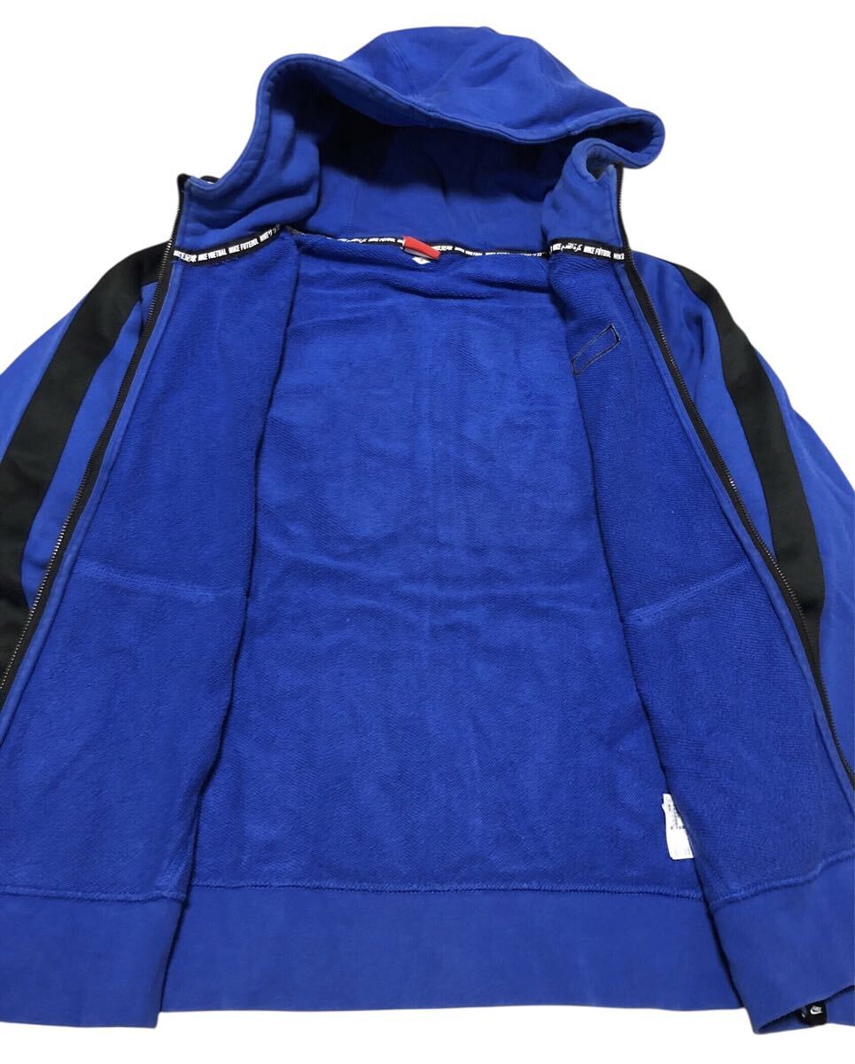 ■NIKE ナイキ■AUTHENTIC NIKE.F.C. ボックスロゴ刺繍 20ナンバリングプリント フルジップ スウェット パーカー ブルー×ブラック L_画像6
