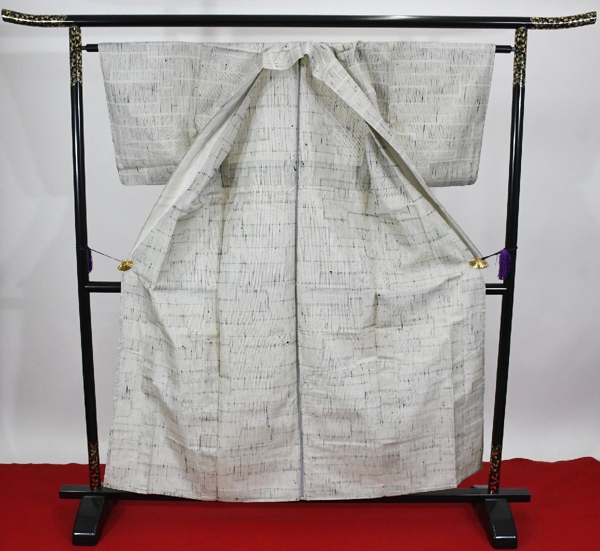 紬 つむぎ 単衣 幾何学模様 身丈153cm 裄丈62cm ★着物 pb-3748 桜庭呉服店_画像6