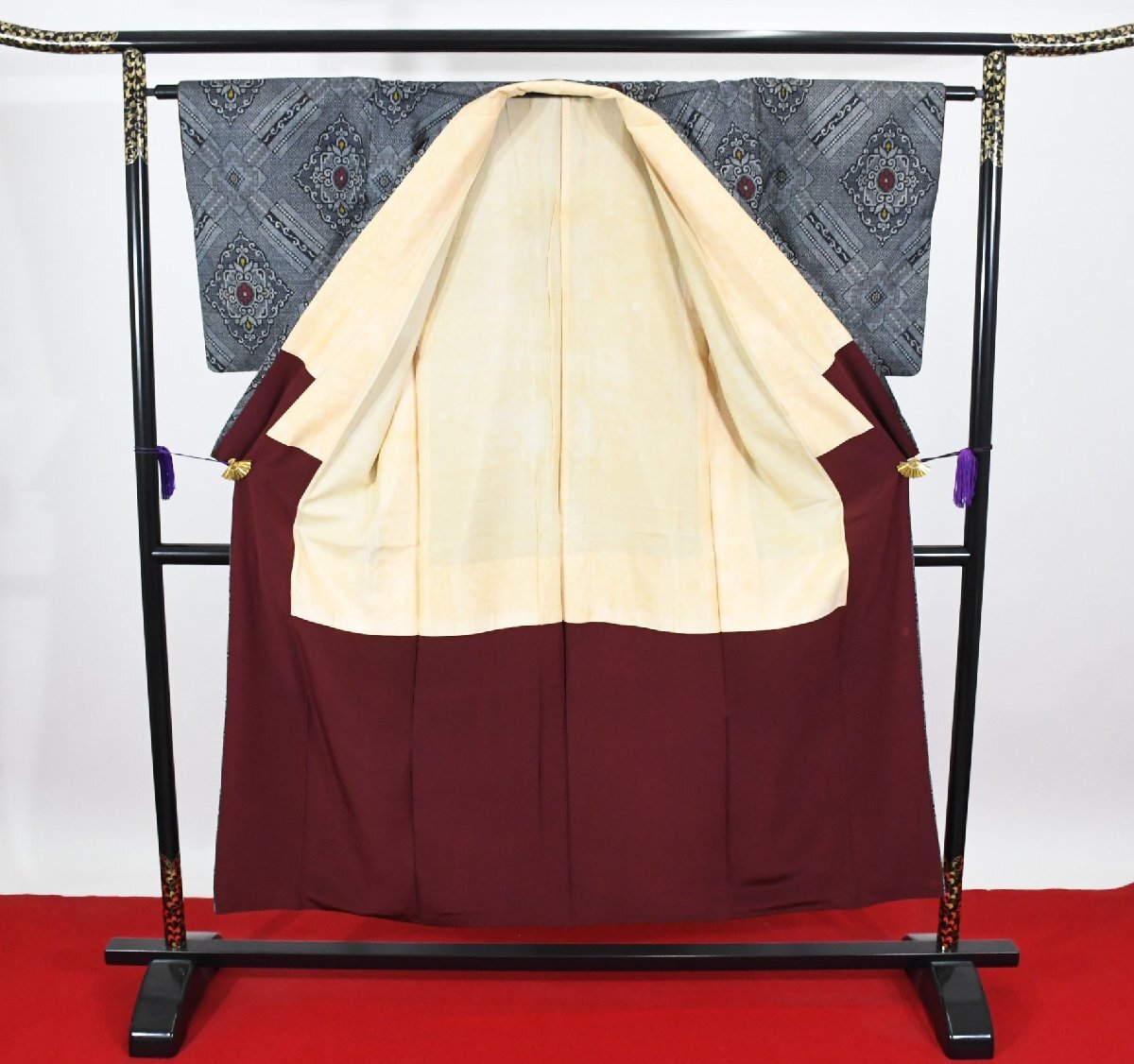 大島紬 正絹 奄美大島 身丈146cm 裄丈63cm ★着物 pb-3825 桜庭呉服店_画像9