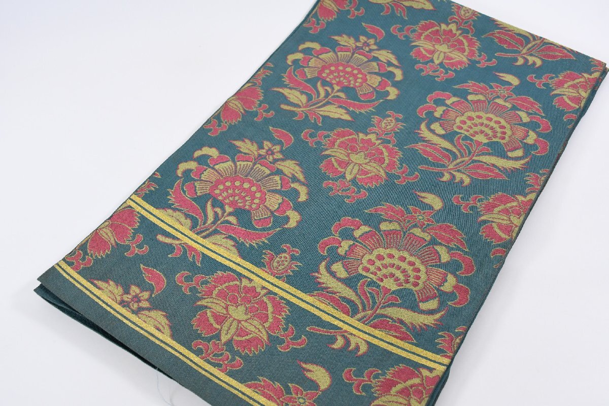 袋名古屋帯 未仕立て 六通柄 唐花文様 帯丈398cm ★着物屋 ne-16247 桜庭呉服店_画像1