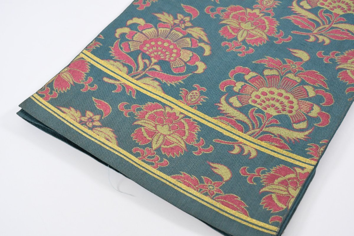 袋名古屋帯 未仕立て 六通柄 唐花文様 帯丈398cm ★着物屋 ne-16247 桜庭呉服店_画像4