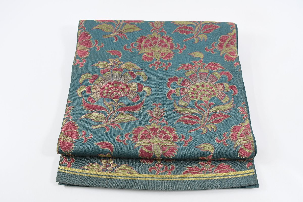 袋名古屋帯 未仕立て 六通柄 唐花文様 帯丈398cm ★着物屋 ne-16247 桜庭呉服店_画像10