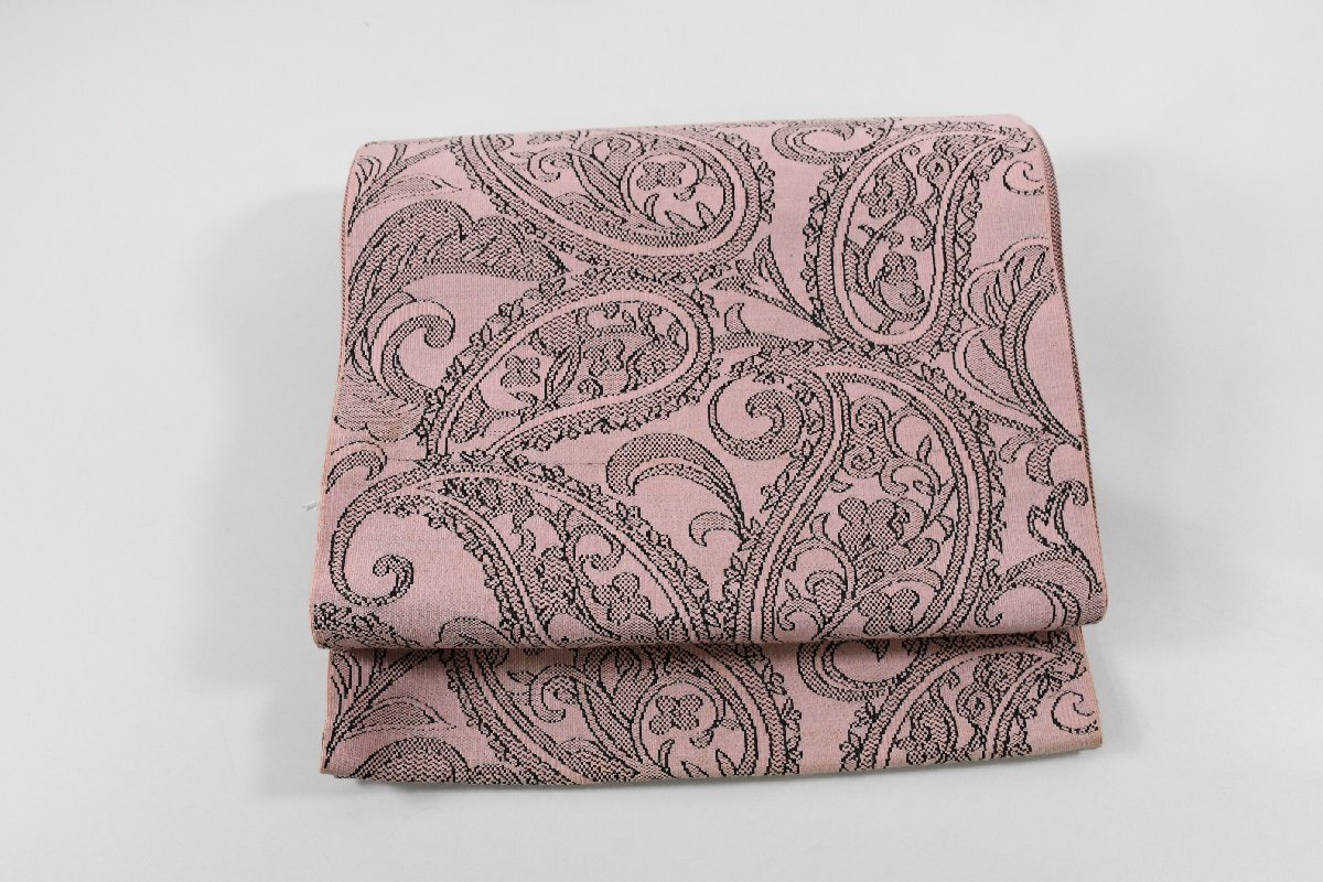 袋名古屋帯 全通柄 唐花文様 桃色 帯丈342cm ★着物屋 ne-16232 桜庭呉服店_画像6