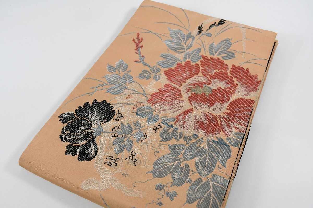 袋名古屋帯 アンティーク 花 帯丈356cm ★着物屋 ne-16222 桜庭呉服店_画像1