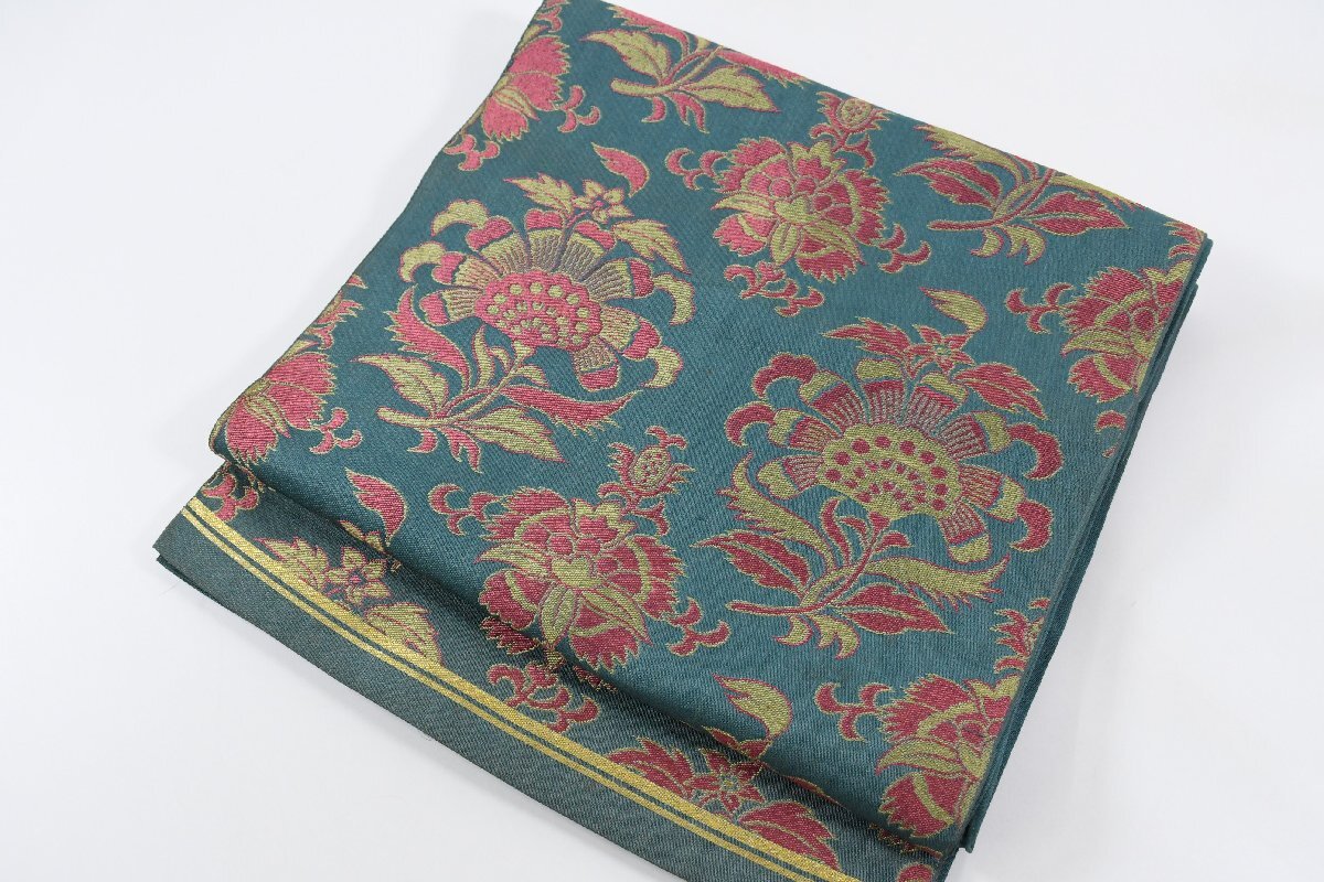 袋名古屋帯 未仕立て 六通柄 唐花文様 帯丈398cm ★着物屋 ne-16247 桜庭呉服店_画像6