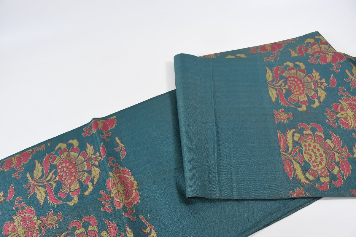 袋名古屋帯 未仕立て 六通柄 唐花文様 帯丈398cm ★着物屋 ne-16247 桜庭呉服店_画像7