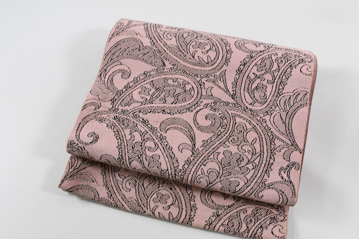 袋名古屋帯 全通柄 唐花文様 桃色 帯丈342cm ★着物屋 ne-16232 桜庭呉服店_画像7