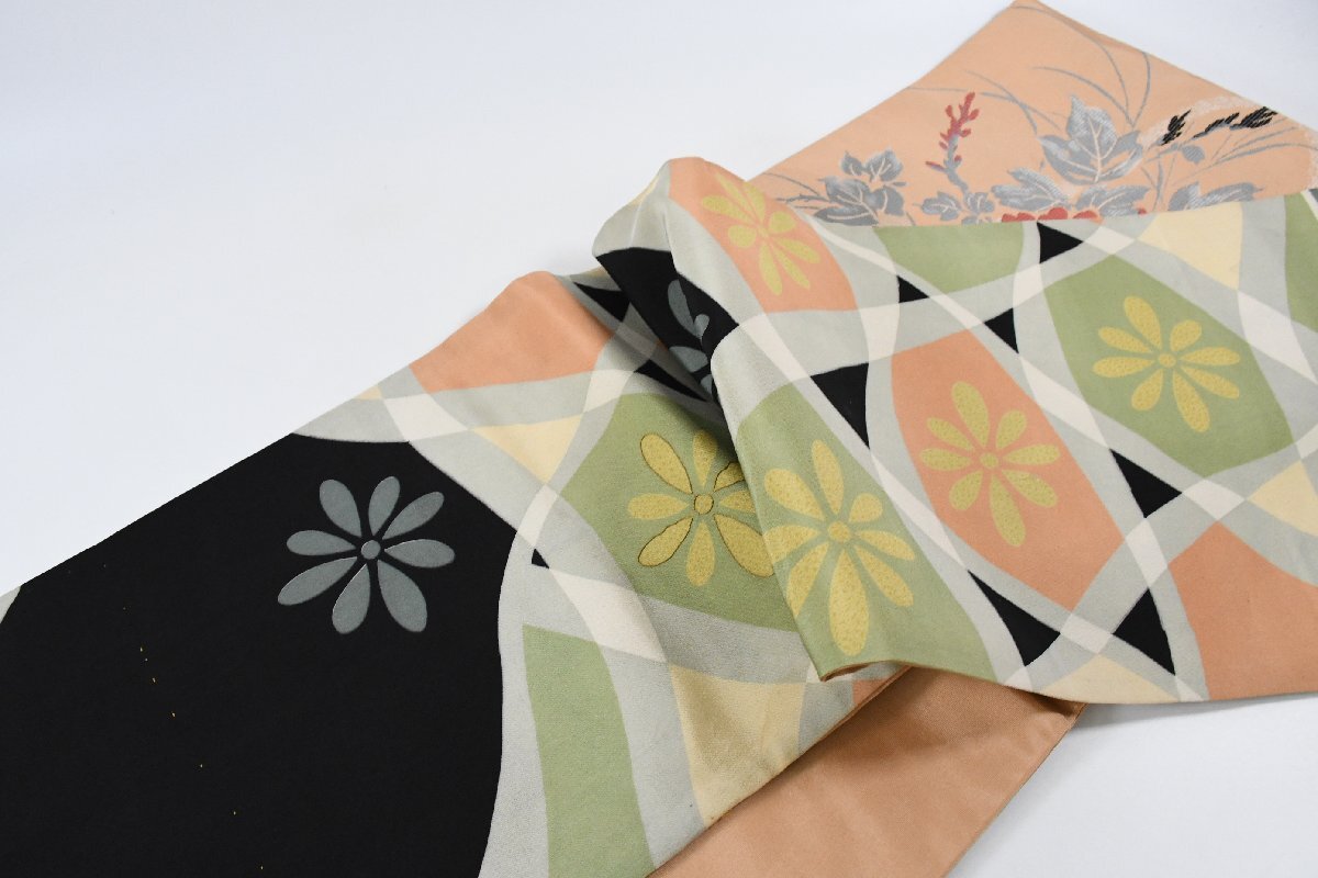 袋名古屋帯 アンティーク 花 帯丈356cm ★着物屋 ne-16222 桜庭呉服店_画像8