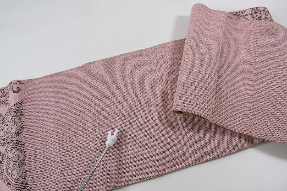 袋名古屋帯 全通柄 唐花文様 桃色 帯丈342cm ★着物屋 ne-16232 桜庭呉服店_画像9