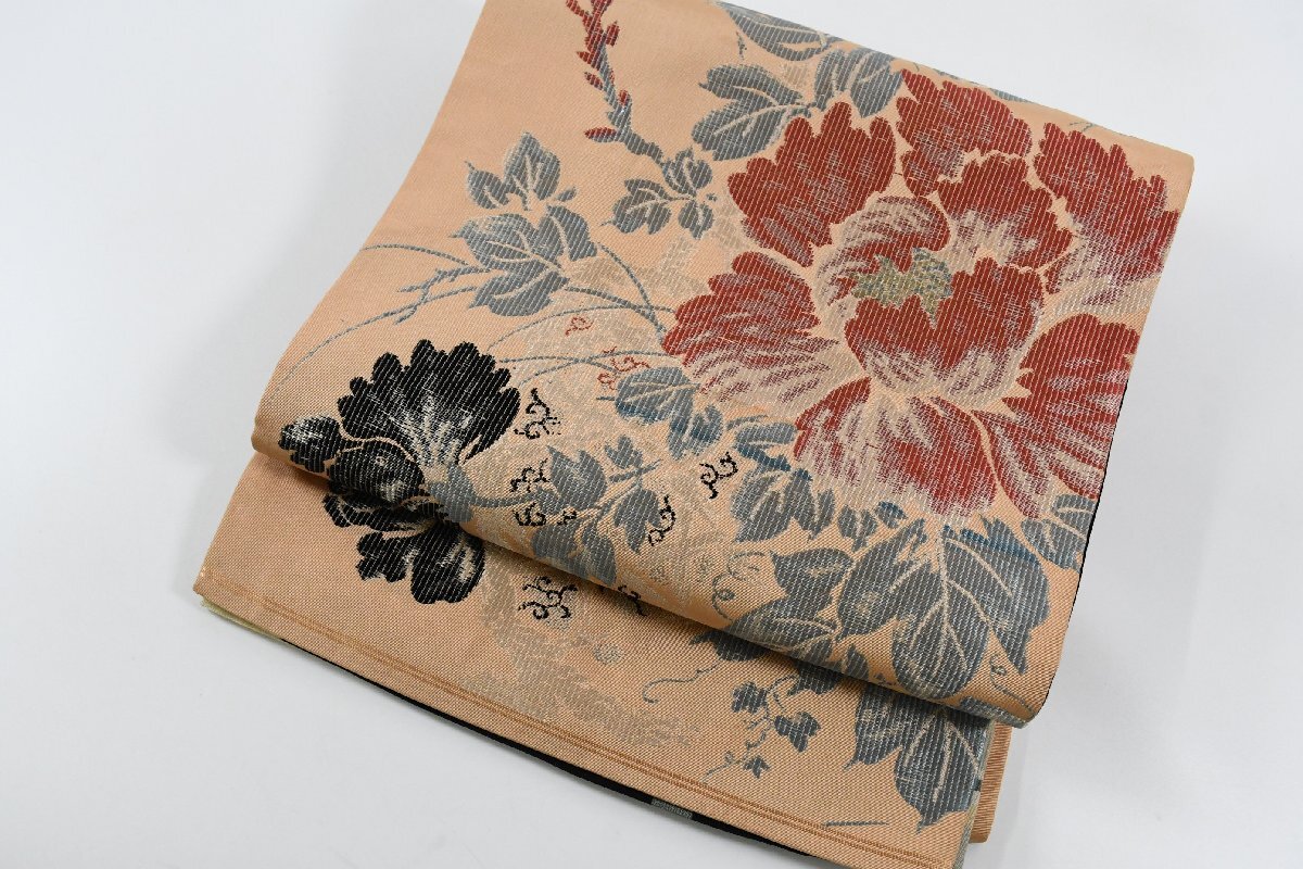 袋名古屋帯 アンティーク 花 帯丈356cm ★着物屋 ne-16222 桜庭呉服店_画像6