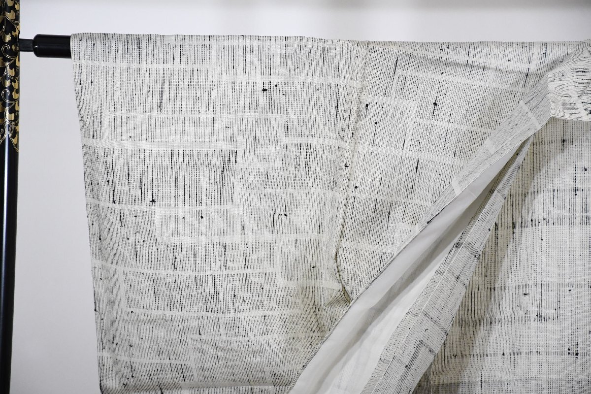 紬 つむぎ 単衣 幾何学模様 身丈153cm 裄丈62cm ★着物 pb-3748 桜庭呉服店_画像10