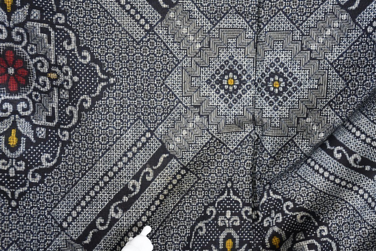 大島紬 正絹 奄美大島 身丈146cm 裄丈63cm ★着物 pb-3825 桜庭呉服店_画像7