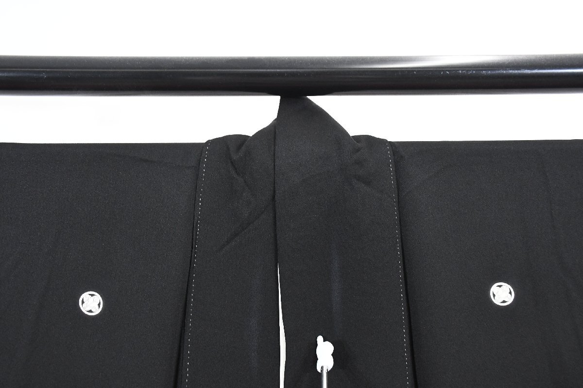 黒留袖 結婚式 舞鶴 枝梅 松 縮緬 身丈154cm 裄丈66cm ★着物 e-1373 桜庭呉服店_画像8